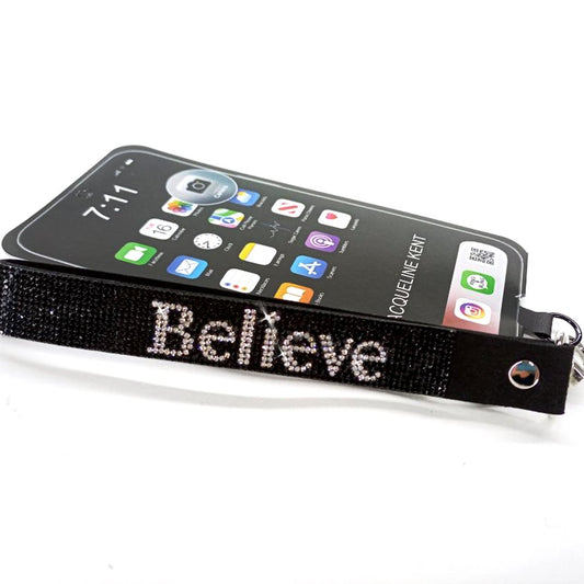 Jacqueline Kent Bling Phone Wrist Lanyard Believe