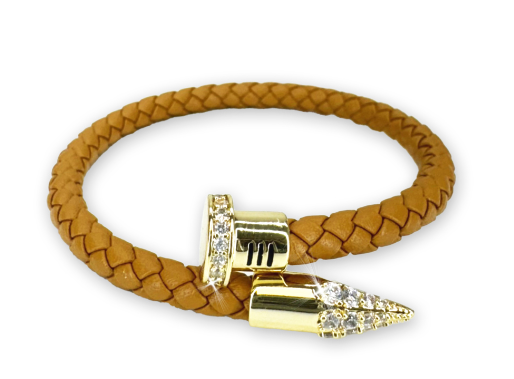 Jacqueline Kent Studded Nail Head Bracelet in Camel Brown