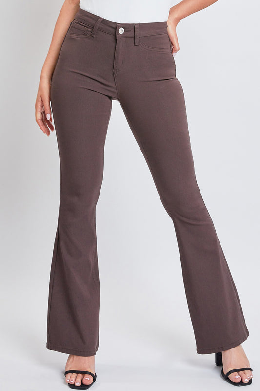 High Rise Flare Leg Pants in Cocoa Brown