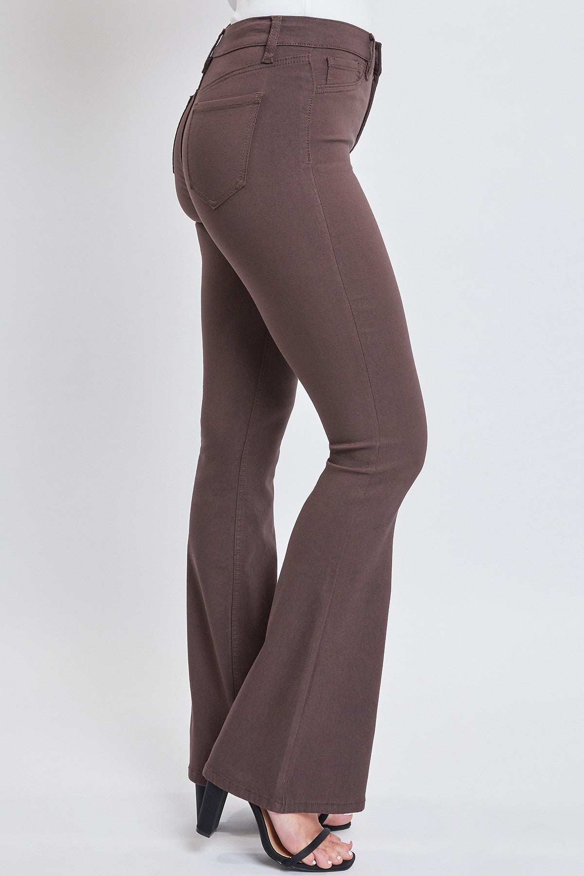 High Rise Flare Leg Pants in Cocoa Brown