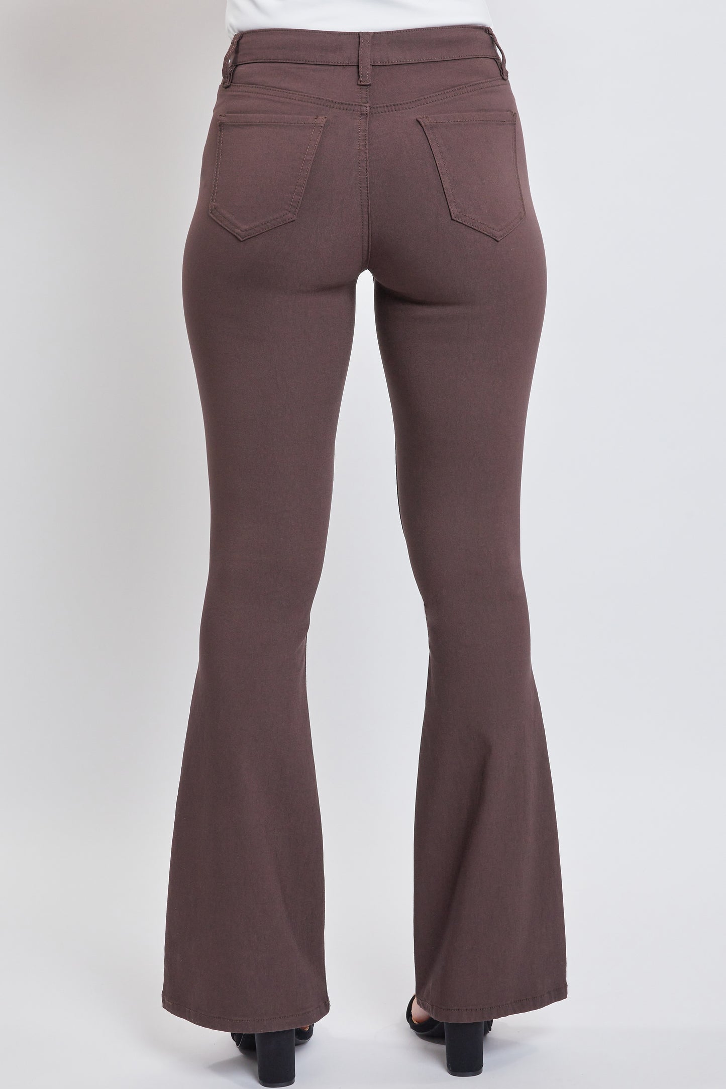 High Rise Flare Leg Pants in Cocoa Brown