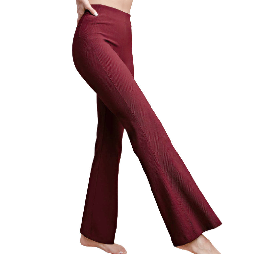 Ribbed Bootcut Legging in Wine