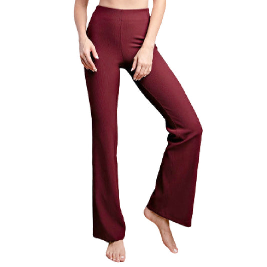 Ribbed Bootcut Legging in Wine