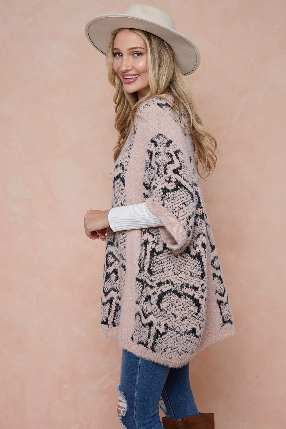 Eyelash Yarn Sweater Poncho