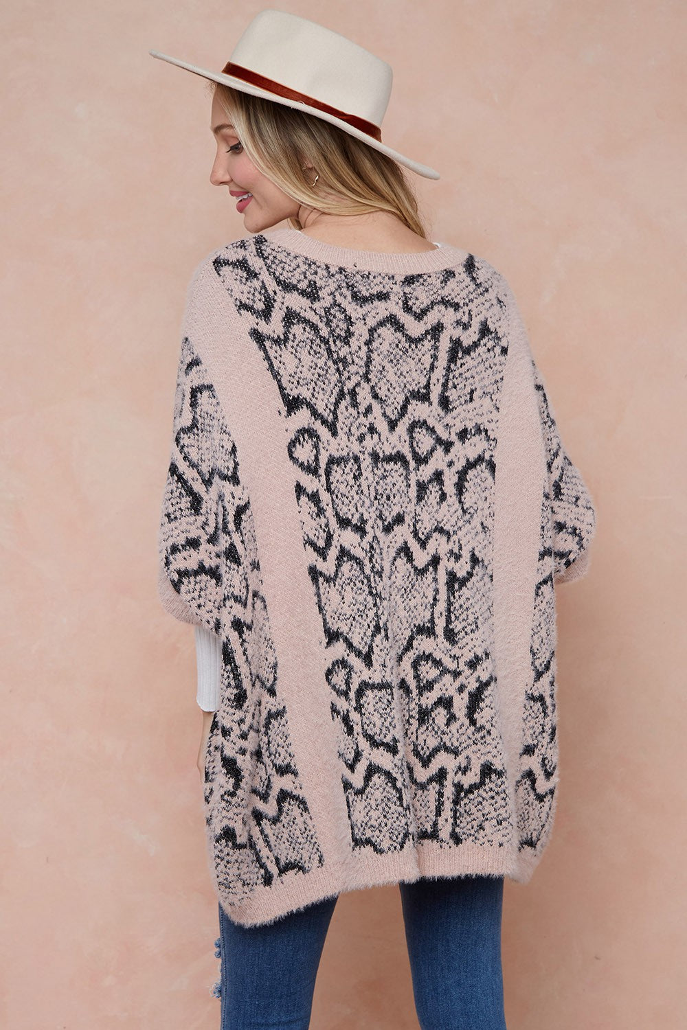 Eyelash Yarn Sweater Poncho