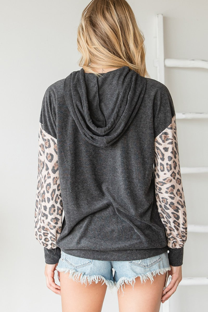 Leopard Contrast Hoodie