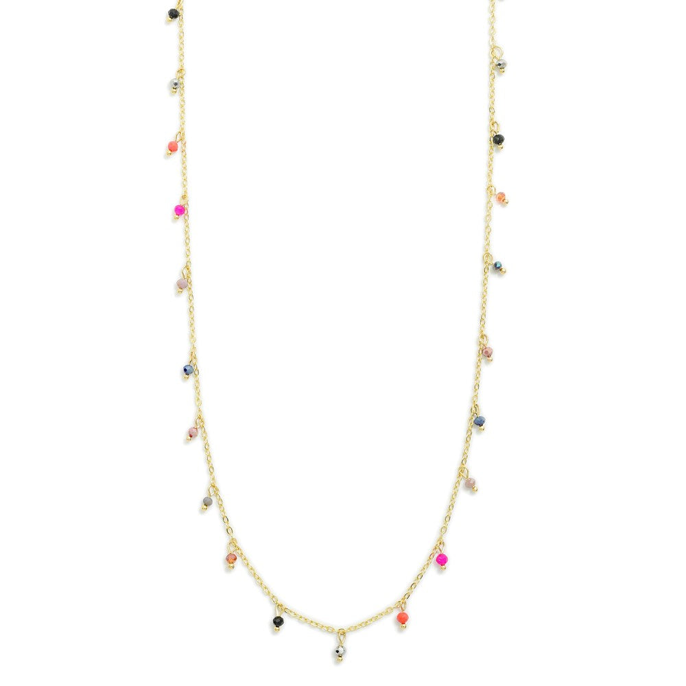 Fixed Beaded Station Long Necklace Multi