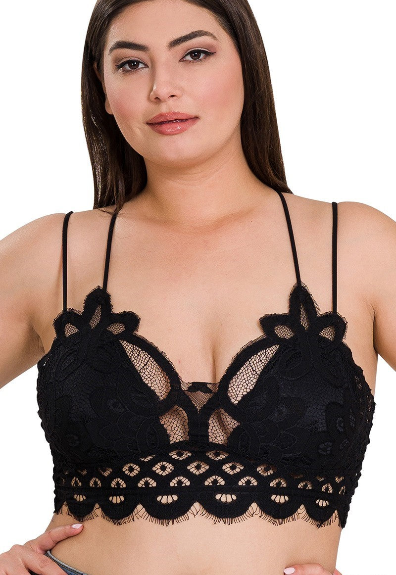 Crochet Lace Bralette in Black