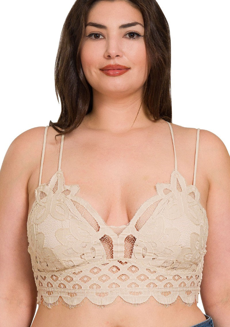 Crochet Lace Bralette in Beige