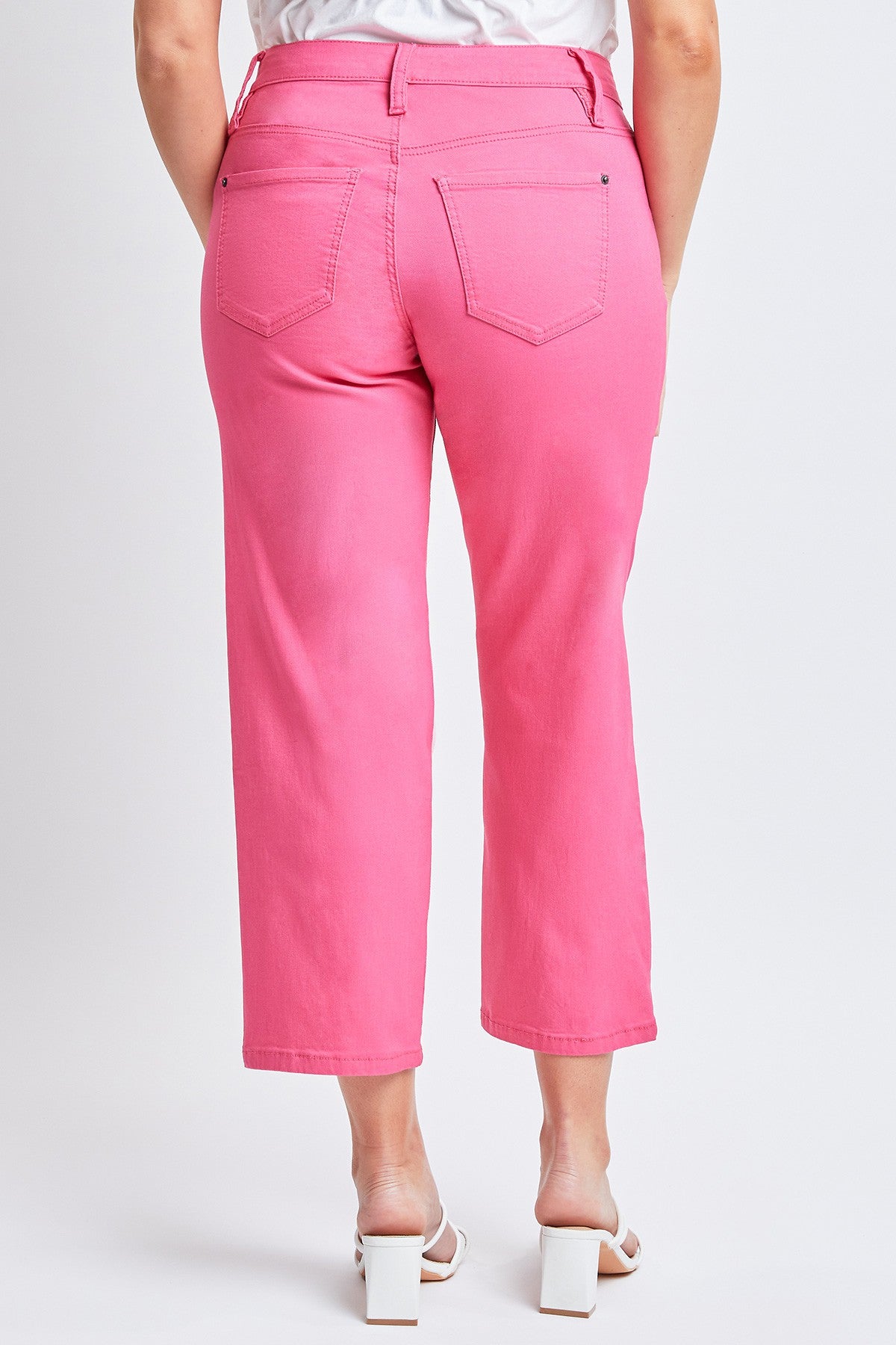 Crop Mid-Rise Denim In Fiery Coral Pink