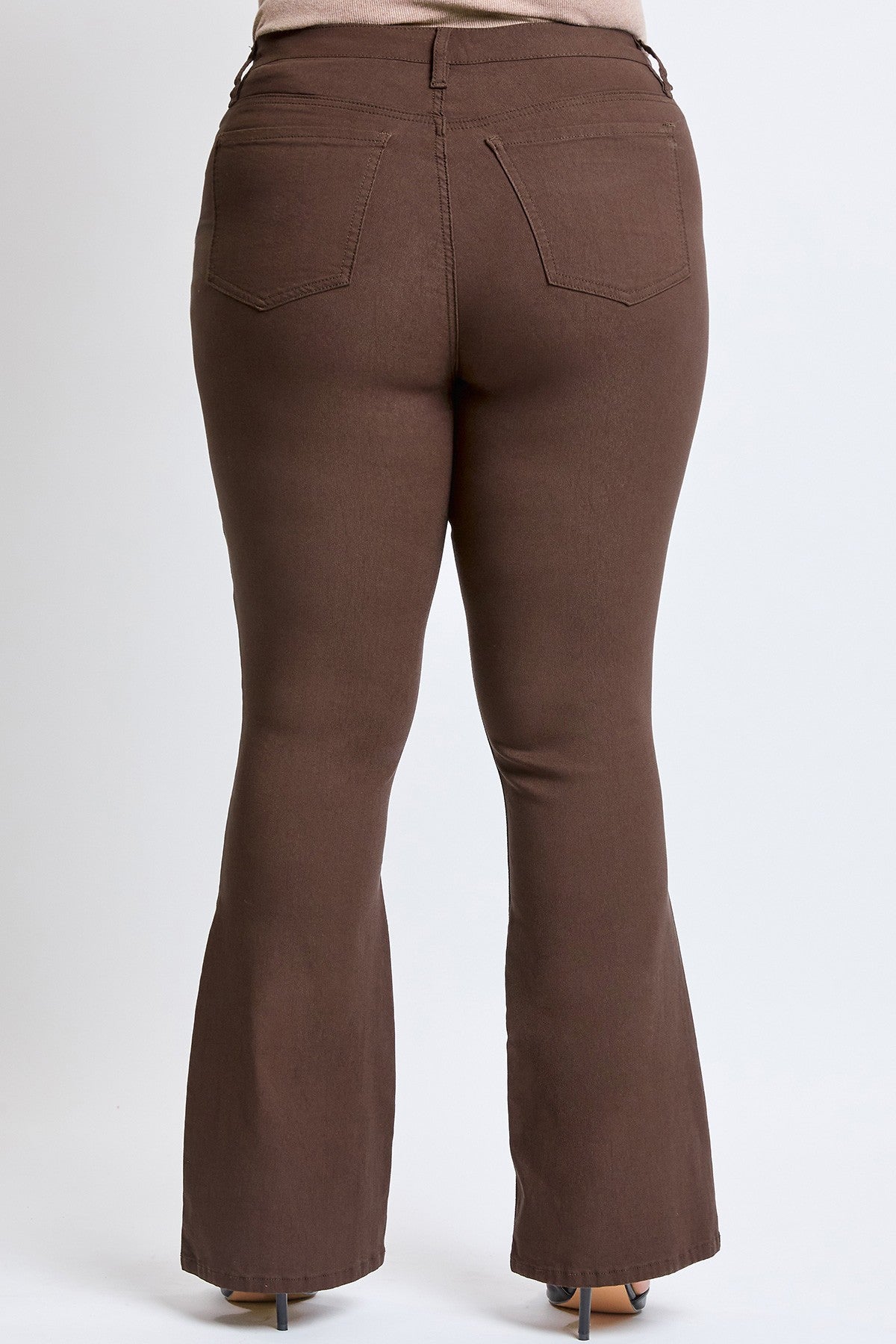 High Rise Flare Leg Pants in Cocoa Brown