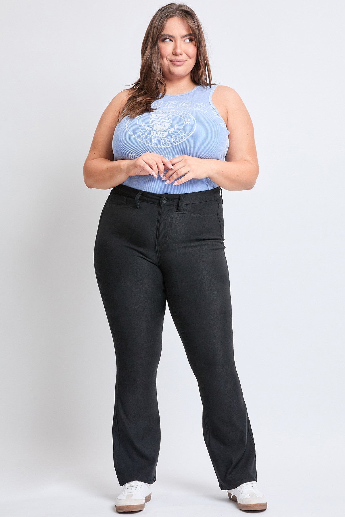 High Rise Flare Leg Pants in Black