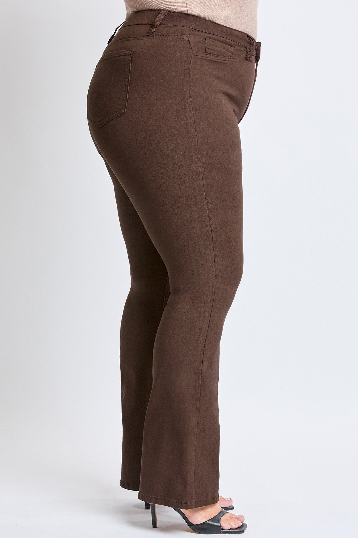 High Rise Flare Leg Pants in Cocoa Brown