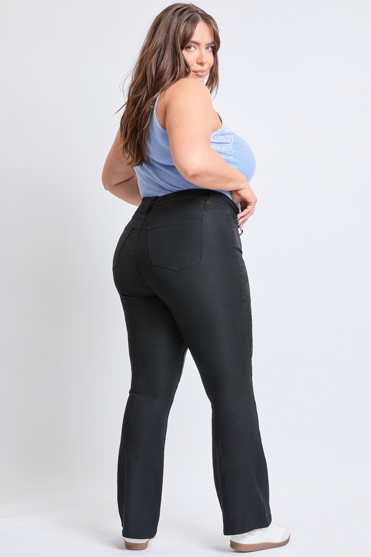 High Rise Flare Leg Pants in Black