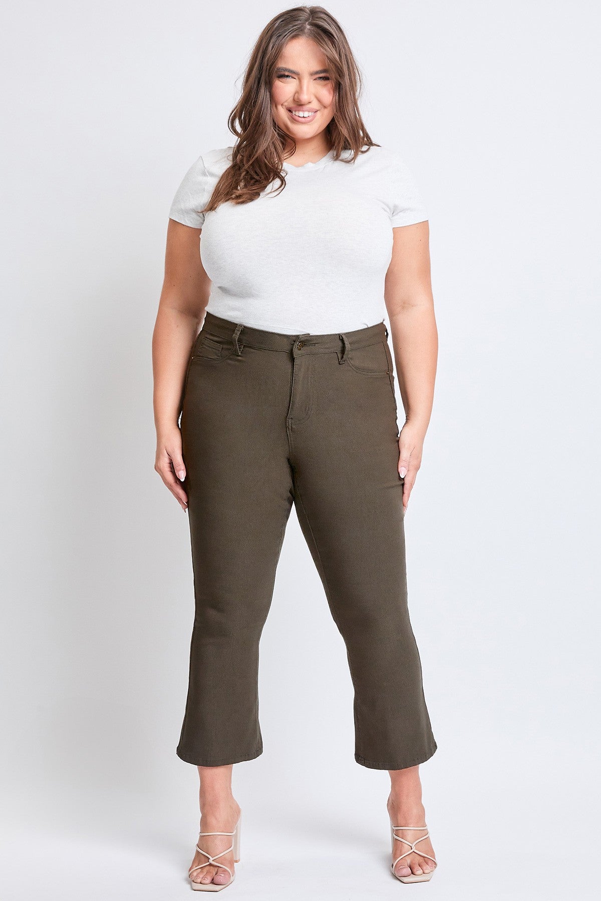 Crop Kick Flare Pant In Olive