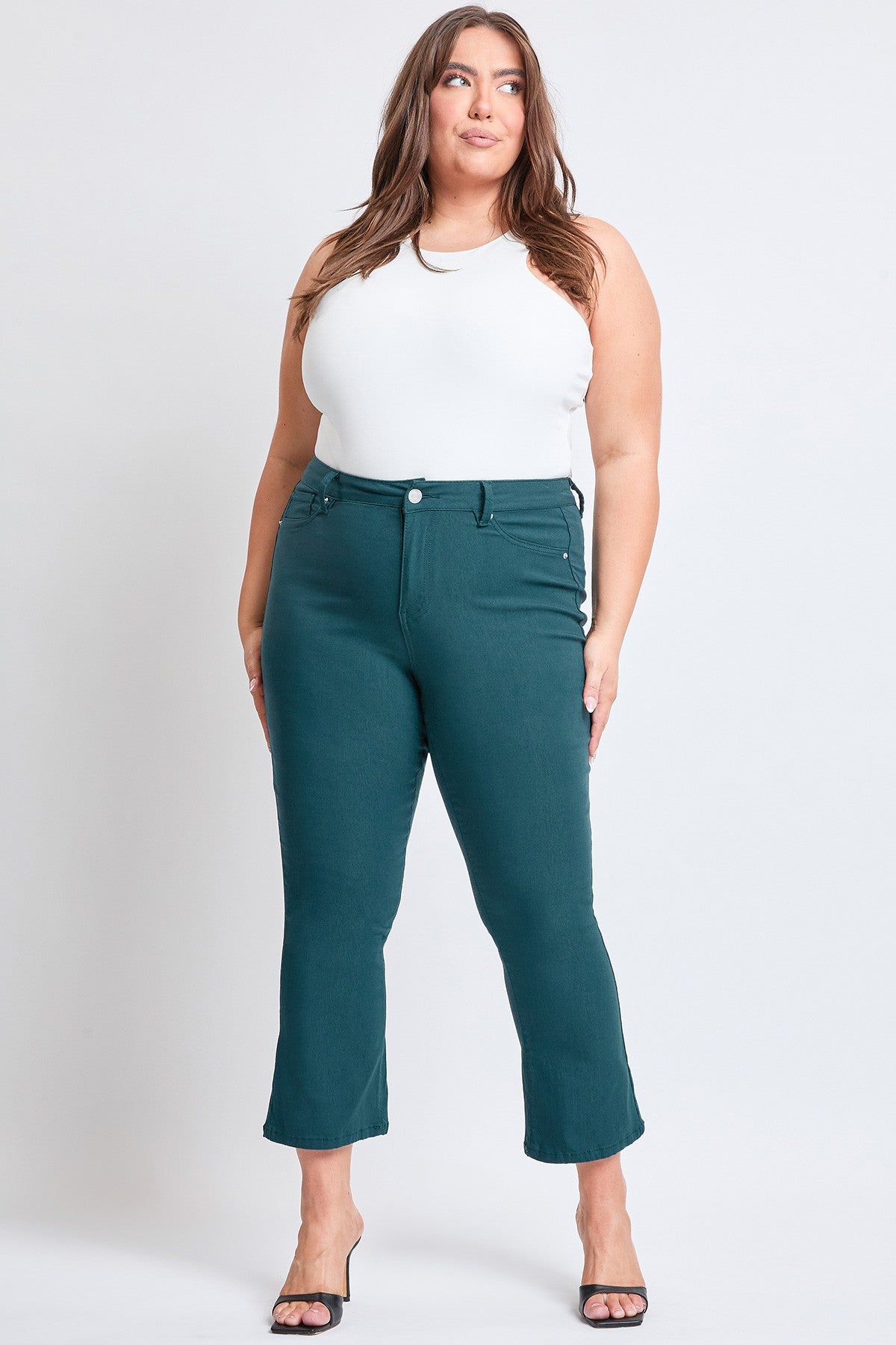 Crop Kick Flare Pant In Dark Teal