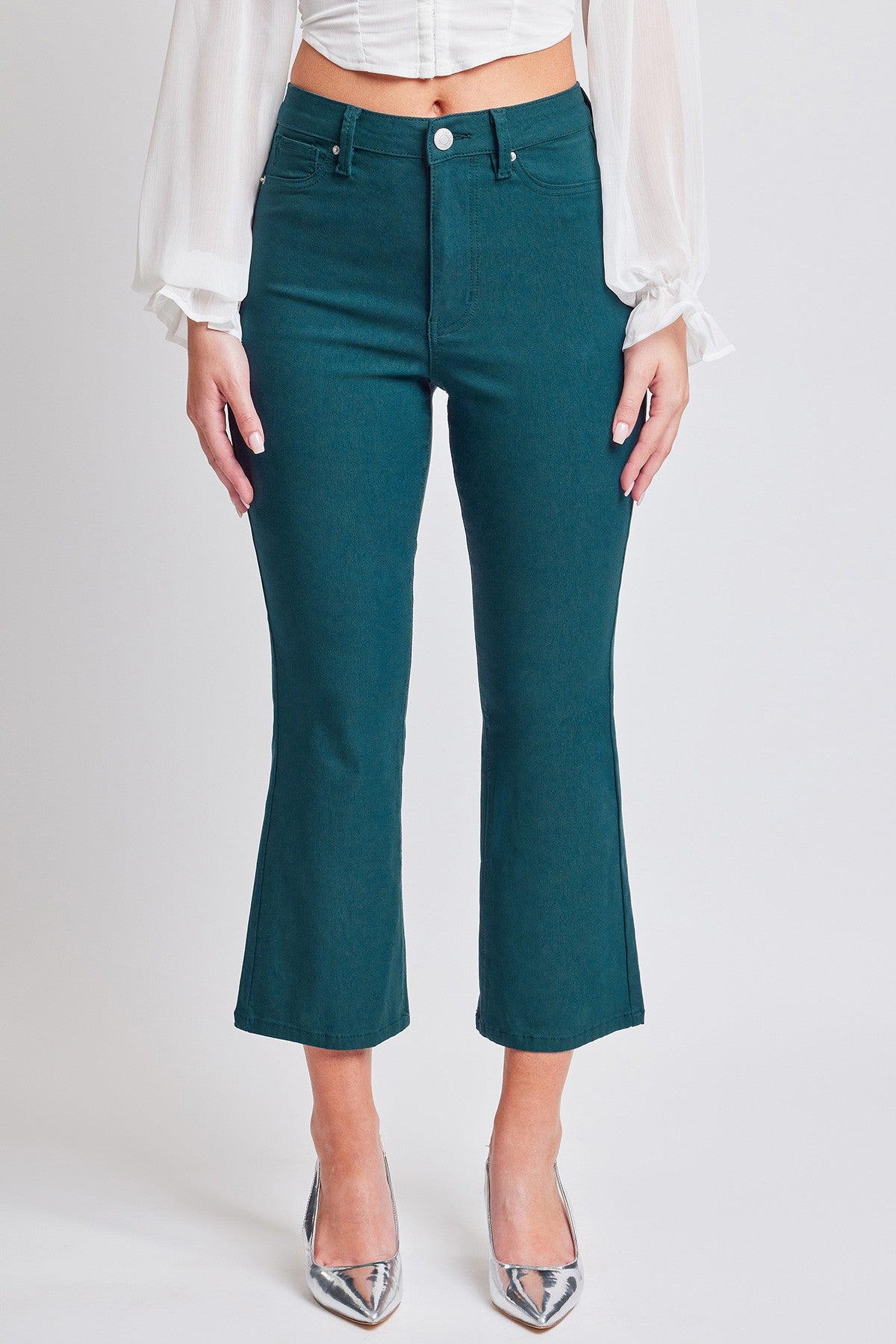 Crop Kick Flare Pant In Dark Teal