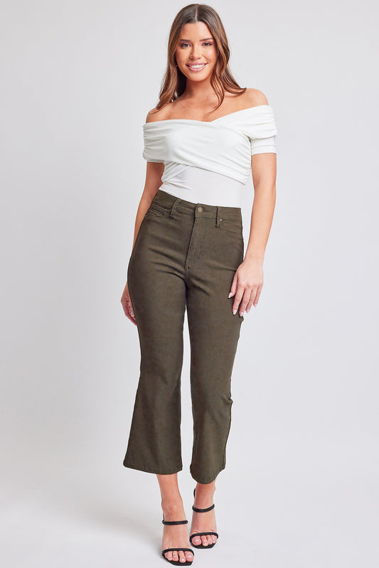 Crop Kick Flare Pant In Olive