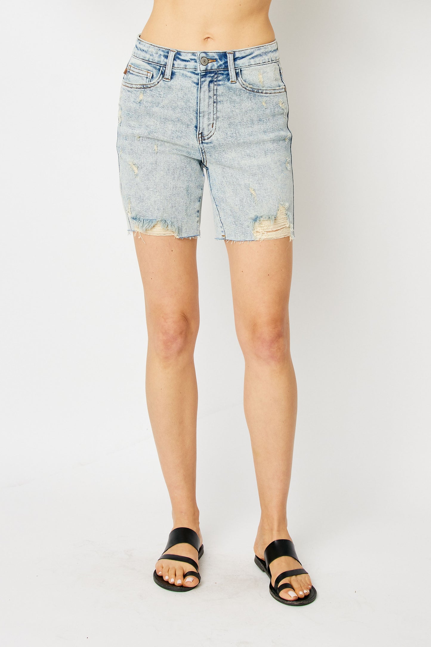 Judy Blue Mineral Wash Destroyed Boyfriend Shorts