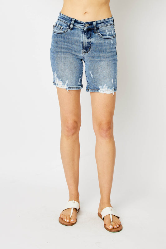 Judy Blue High Waist Destroyed Bermuda Shorts