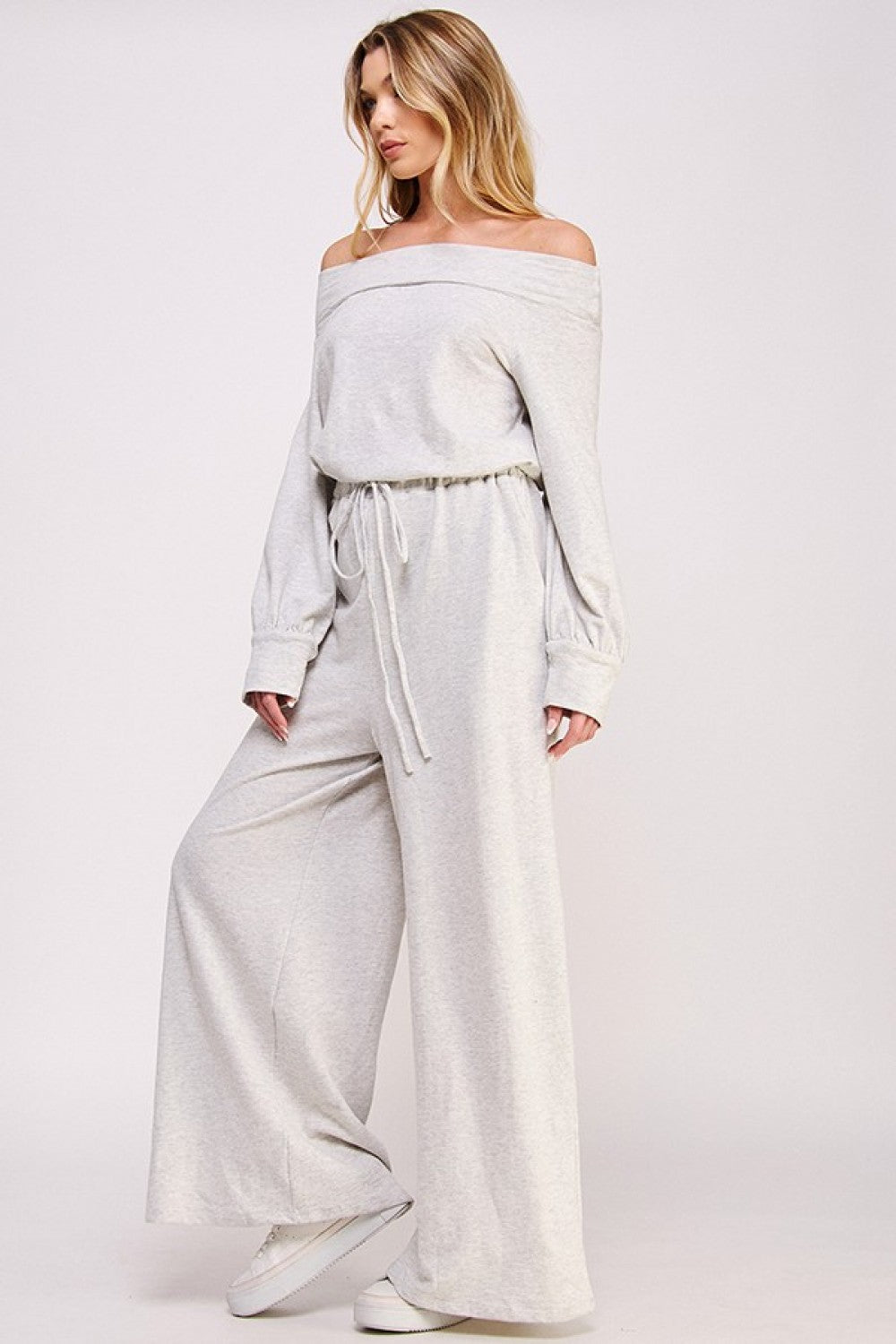 Off Shoulder Terry Jumpsuit