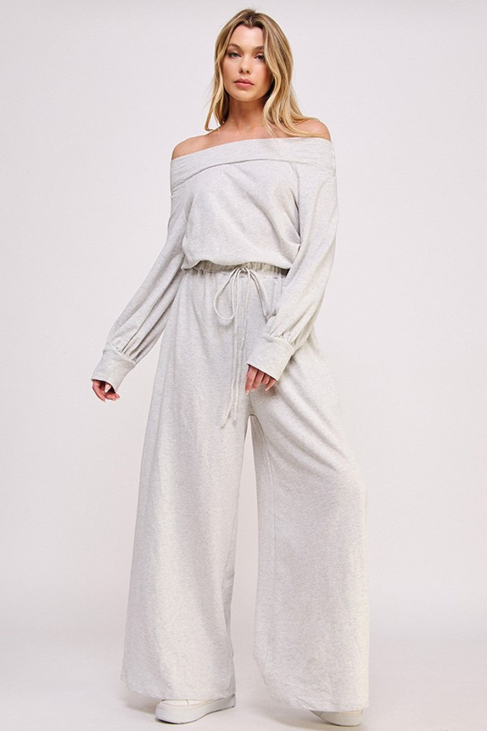 Off Shoulder Terry Jumpsuit