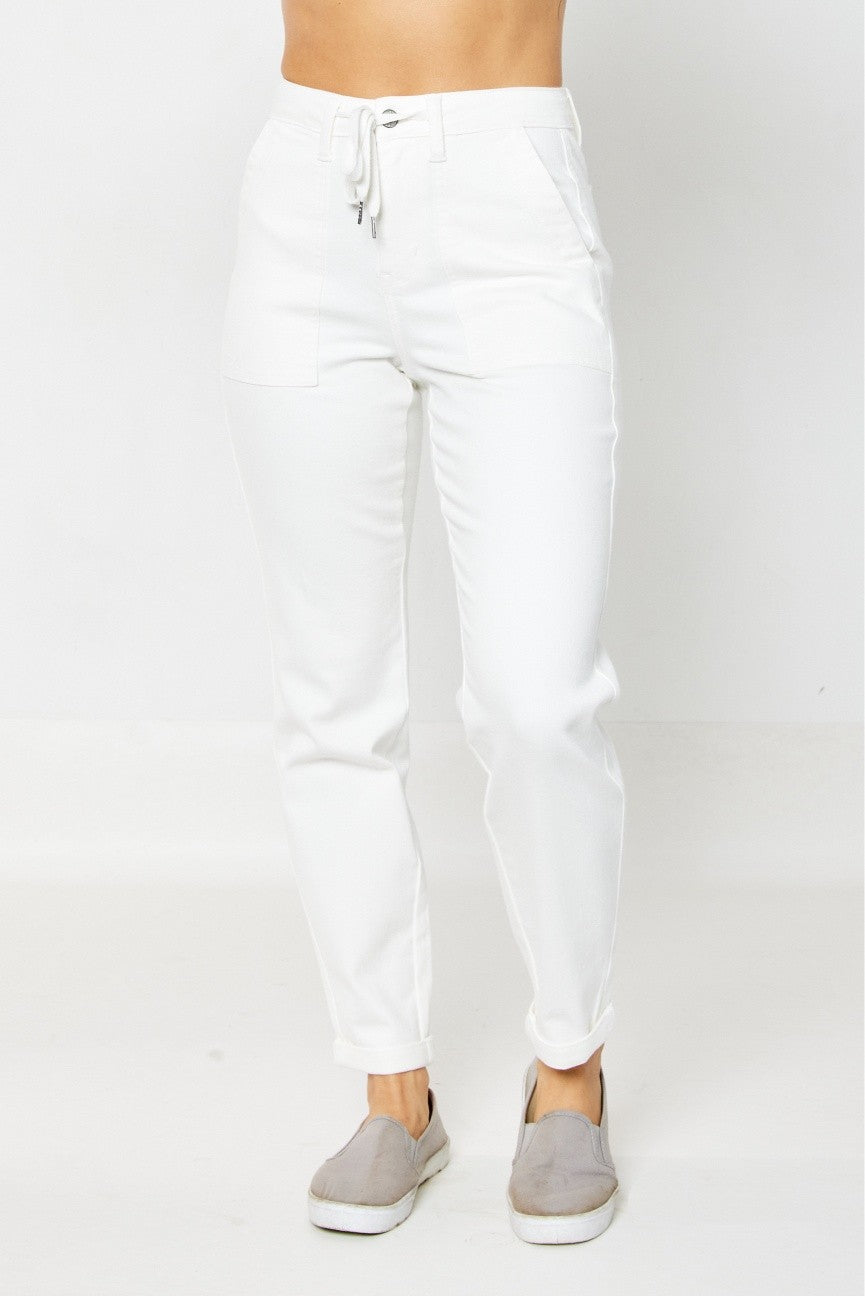 Judy Blue High Waisted White Jogger Denim