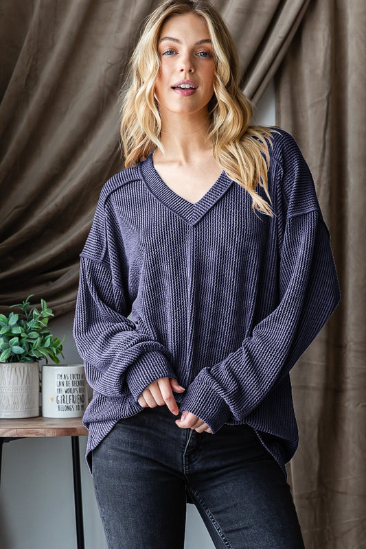 Urban Ribbed V-Neck Top