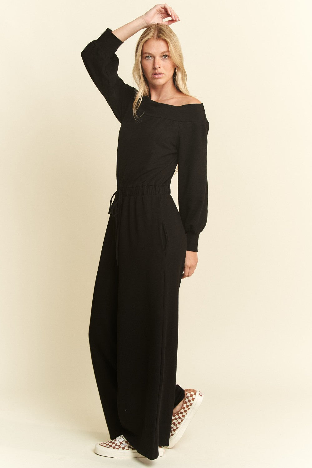 Off Shoulder Terry Jumpsuit