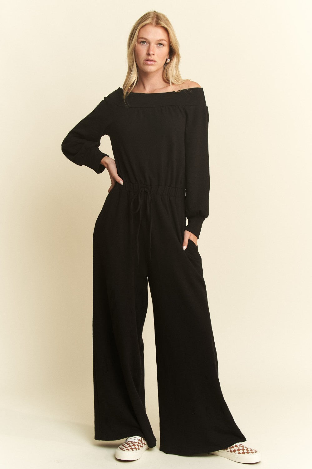 Off Shoulder Terry Jumpsuit