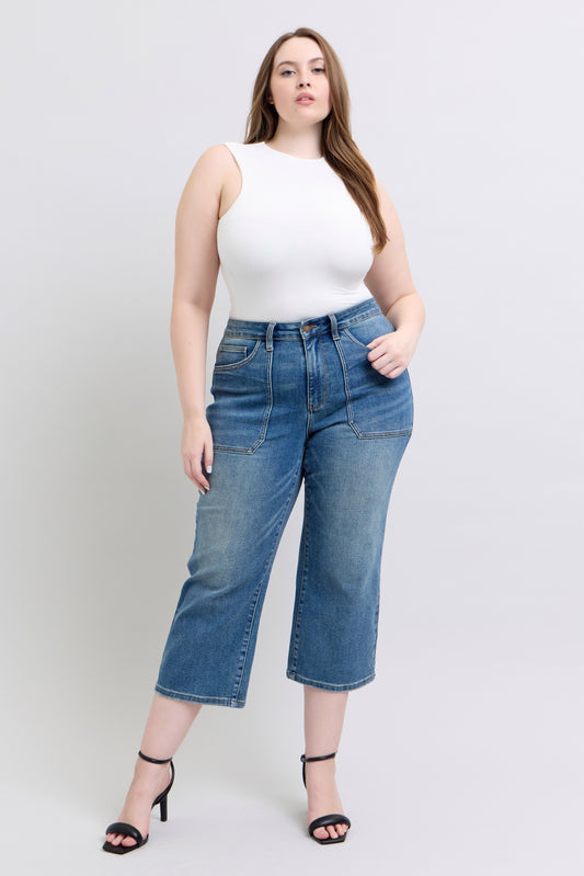 Judy Blue High Waist Utility Pocket Crop Denim