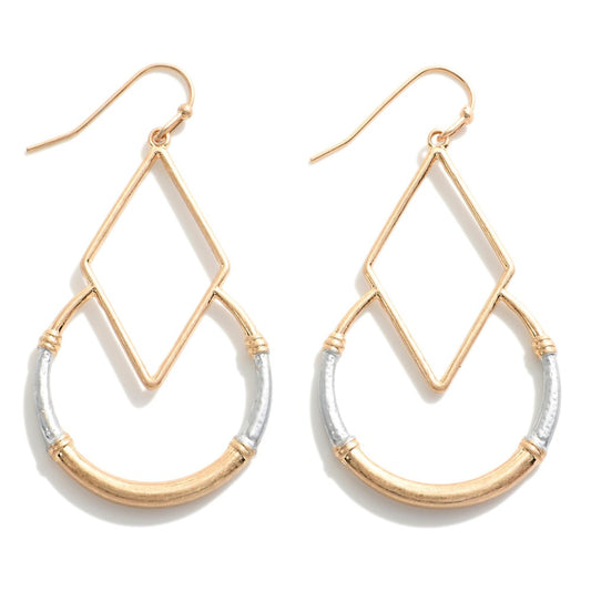 Two Toned Geometric Drop Earring