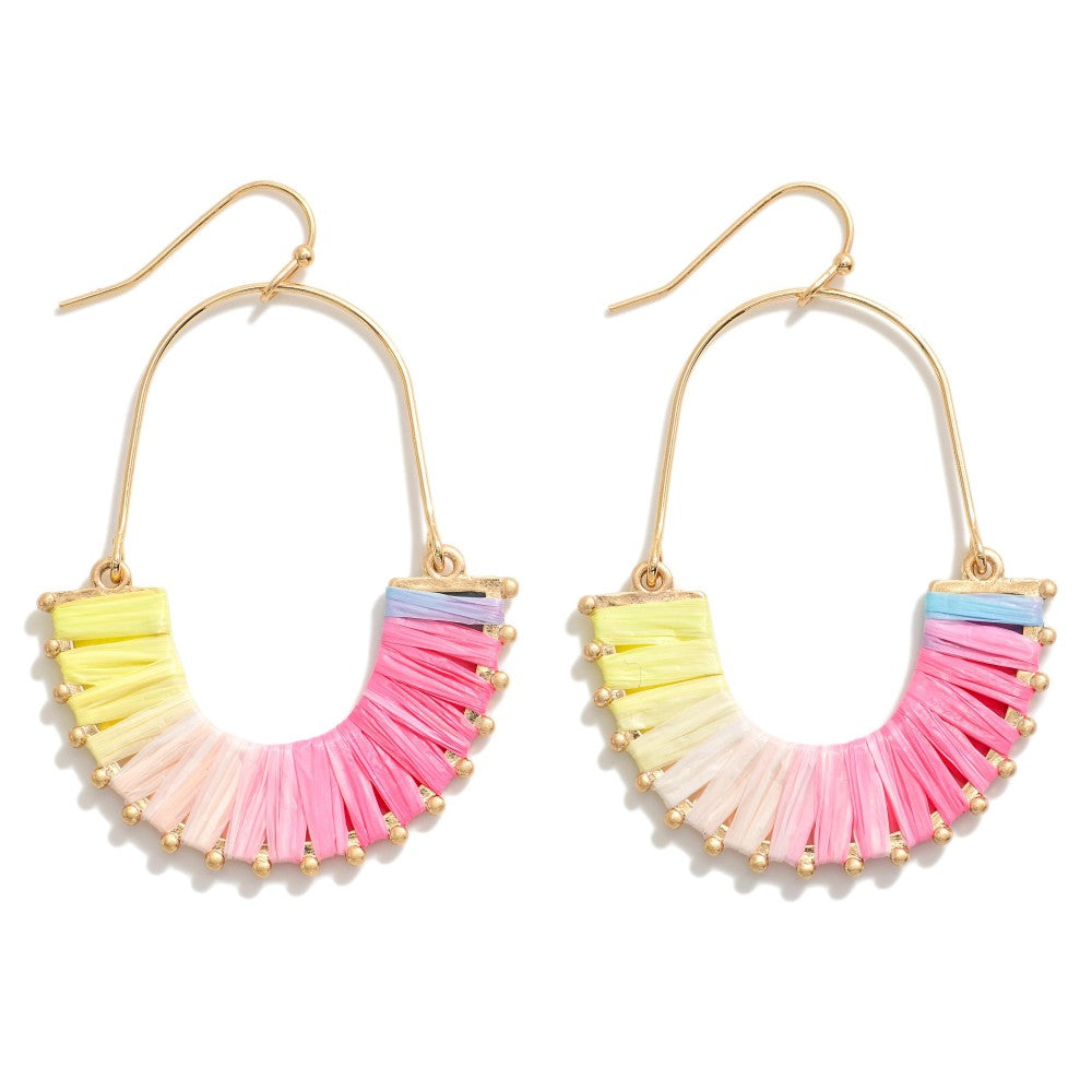 Raffia Accented Pastel Drop Earrings