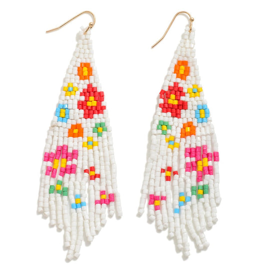 Seed Bead Flower Earrings