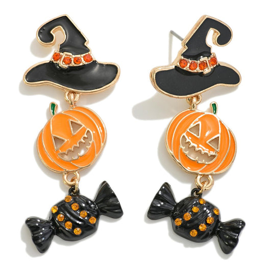 Enamel Halloween Character Drop Earrings