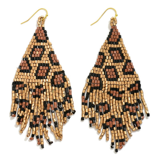 Animal Print Seed Bead Earrings