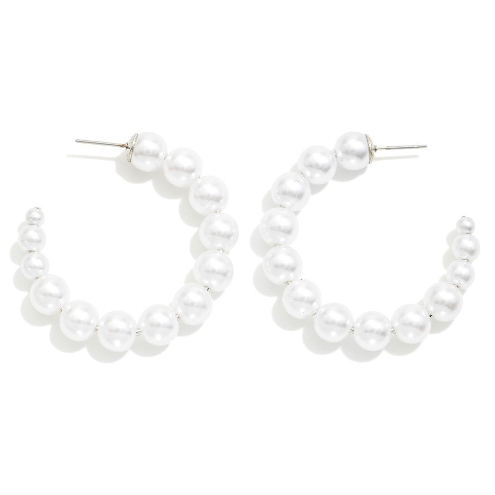 Faux Pearl Hoop Earrings