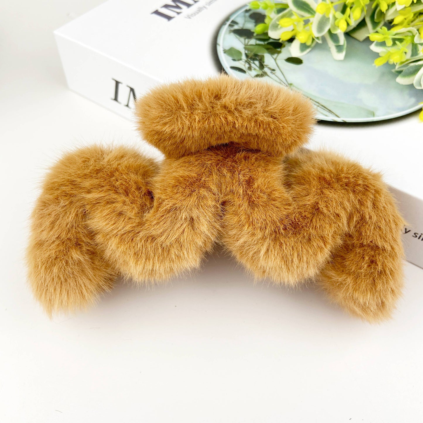 M Shaped Faux Fur Claw Clip