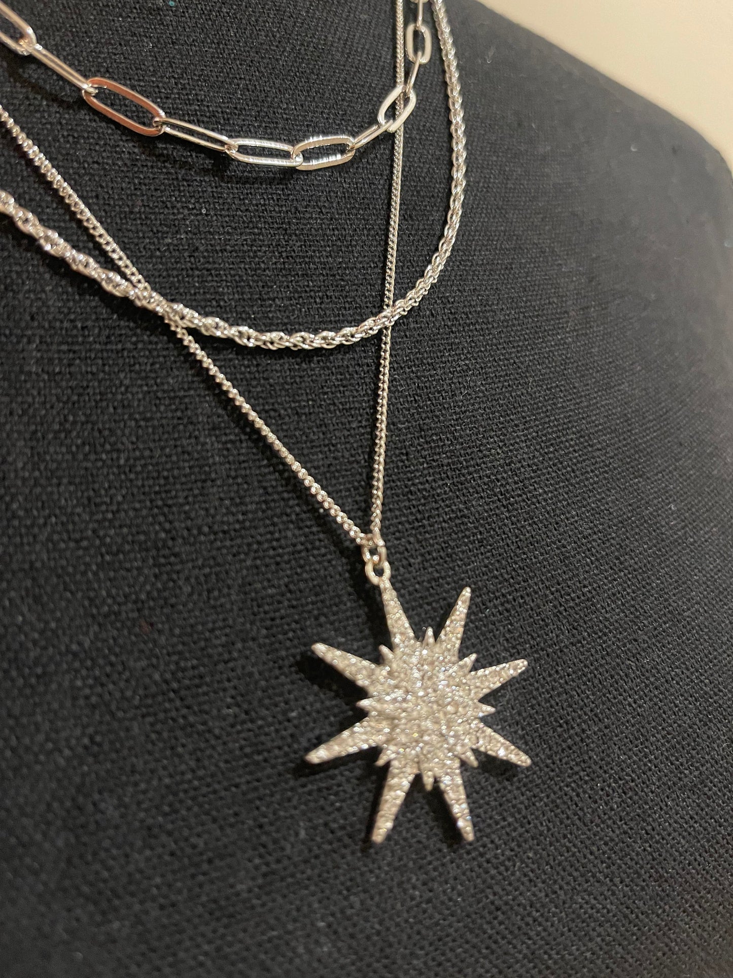 Triple Strand Star Necklace