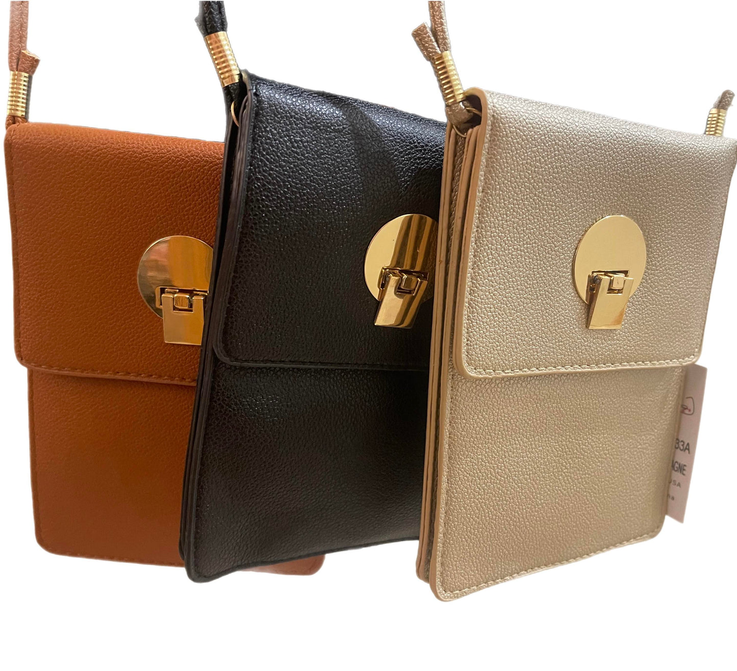 Faux Leather Vertical Cross Body Bag