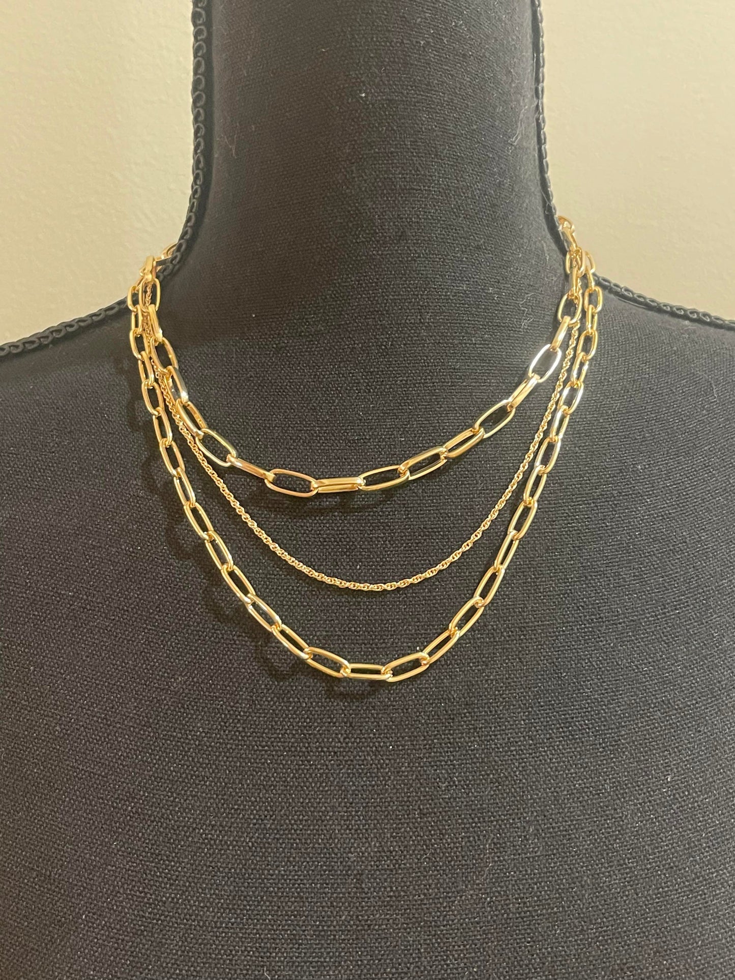 Triple Strand Gold Necklace