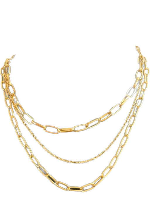 Triple Strand Gold Necklace