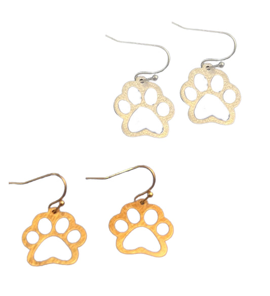 Paw Print Cutout Dangle Earring