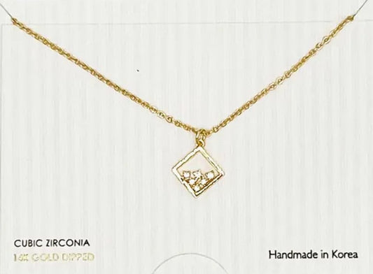 On Palette CZ Inside Square Necklace