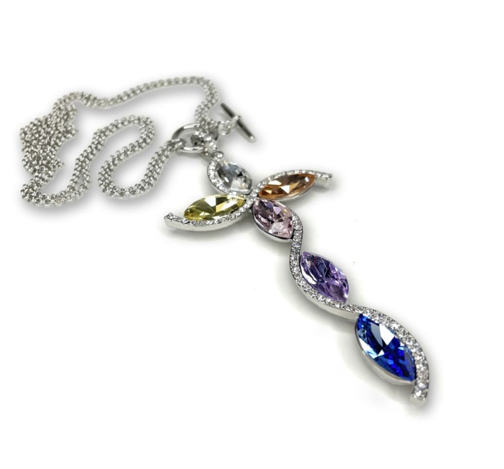 Jacqueline Kent Flower Drop Multi Stone Necklace