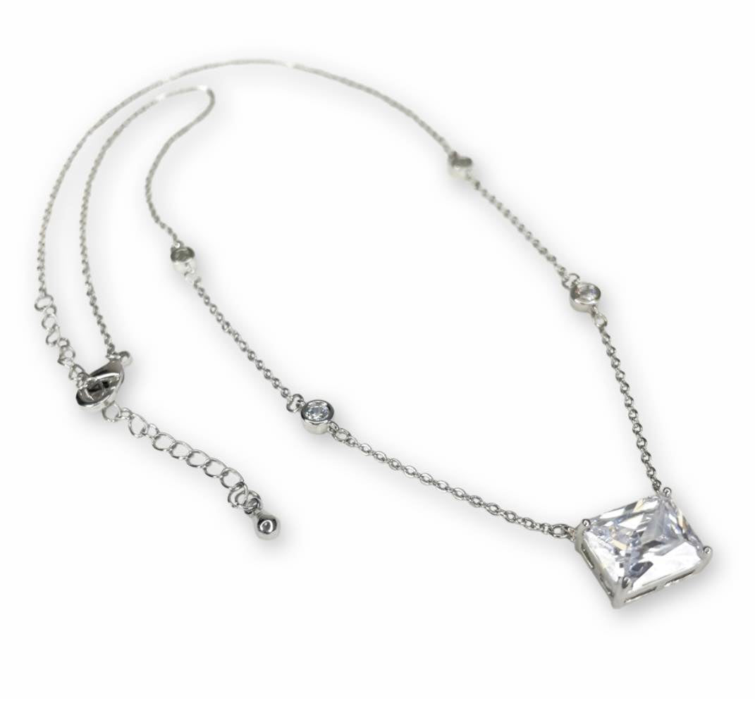 Jacqueline Kent Dainty Crystal Necklace in Silver Ice