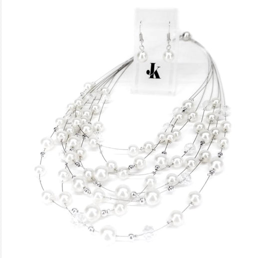 Jacqueline Kent Faux Pearl Necklace & Earring Set