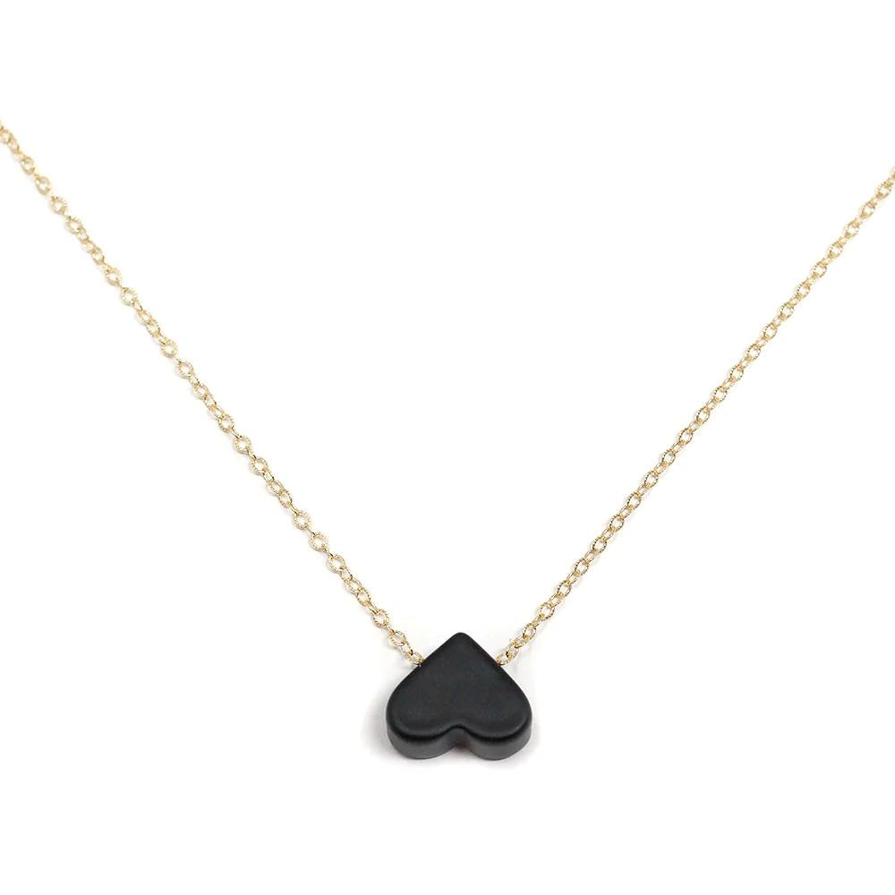 Upside Down Heart Necklace in Matte Black