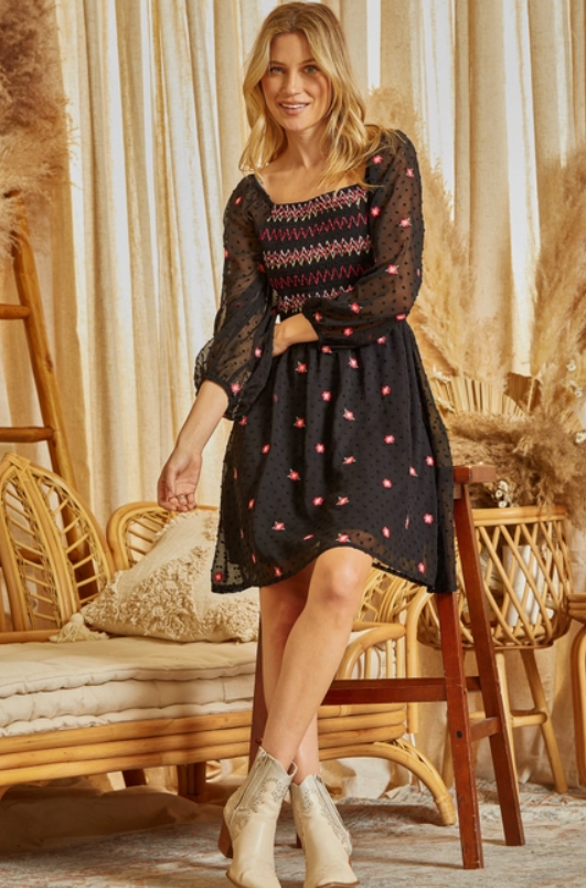 Textured Swiss Dot Dress