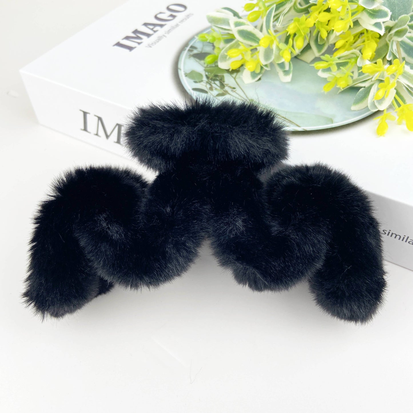 M Shaped Faux Fur Claw Clip